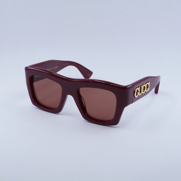 Gucci GG1772S 003 Sunglasses Burgundy Square Frame, Brown Lenses main image 12